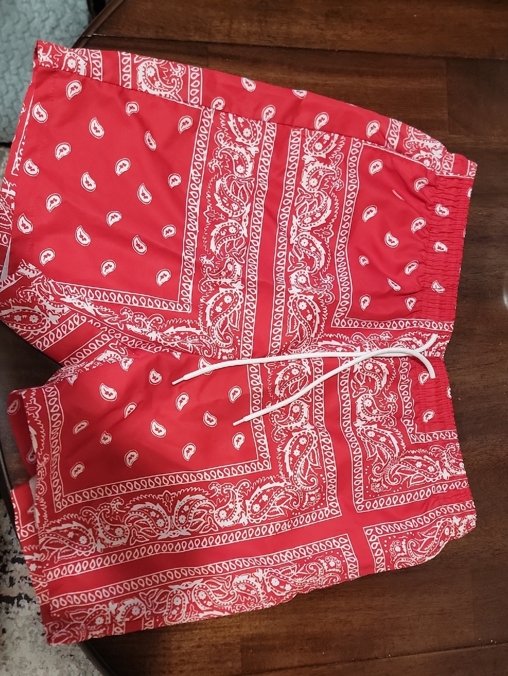 NFINITY Red Paisley Bandana-Print Athletic Shorts